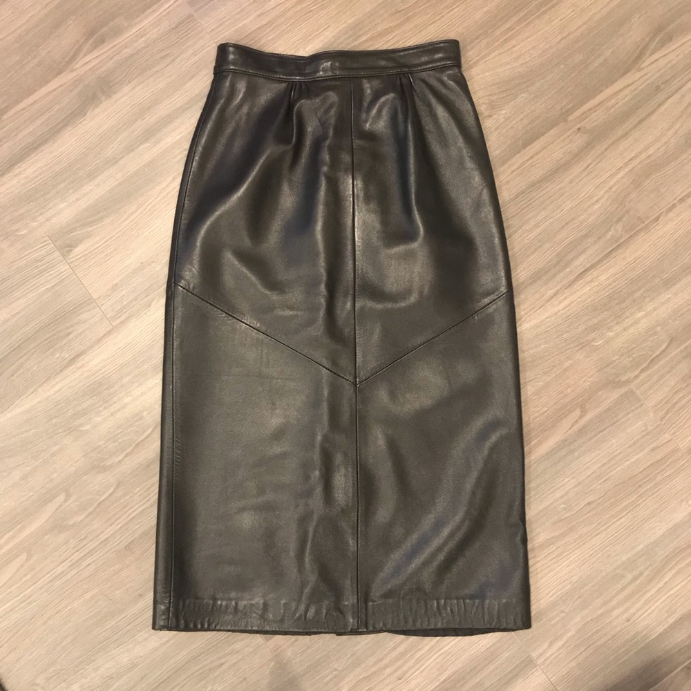 Womens MIDI Leather High-Waisted Skirt